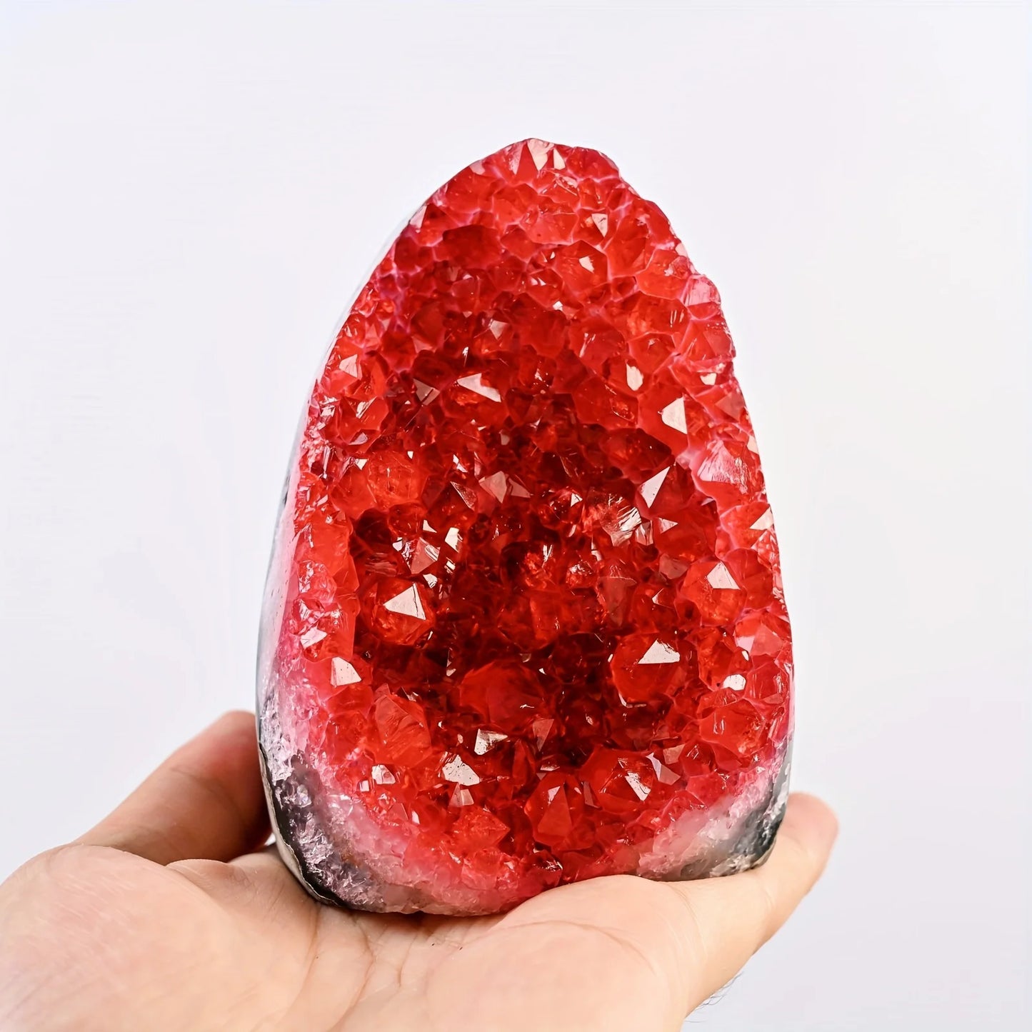 1PC Rare Red Geode Cut Base Cluster - Elegant Home & Office Decor, Unique Geological Gift Idea,Crystal Crafts