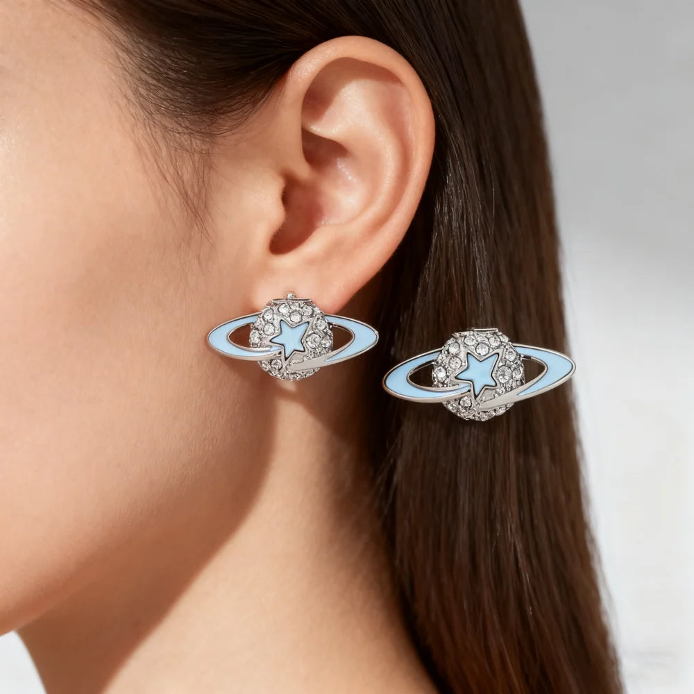 S925 Sterling Silver New DARLENE New Version Meteor Pentagram Earrings Women's Jewelry