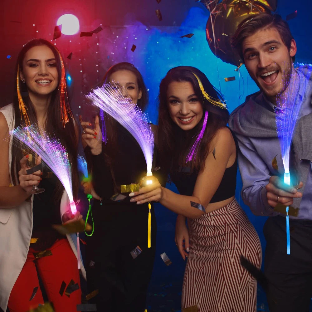 60pcs Colorful LED Glow Fiber Optic Fluorescent Sticks, Party Wands, Batons, DJ Flashing Glow Sticks, Bulk Foam Glow Sticks, Col