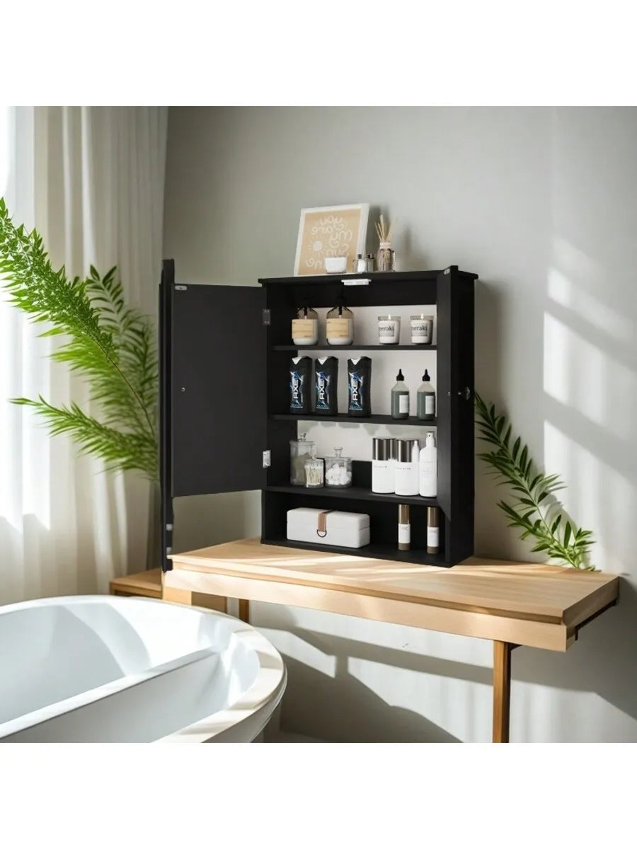 Wood Over Toilet Bathroom Cabinet Storage With 2 Doors And Adjustable Shelves