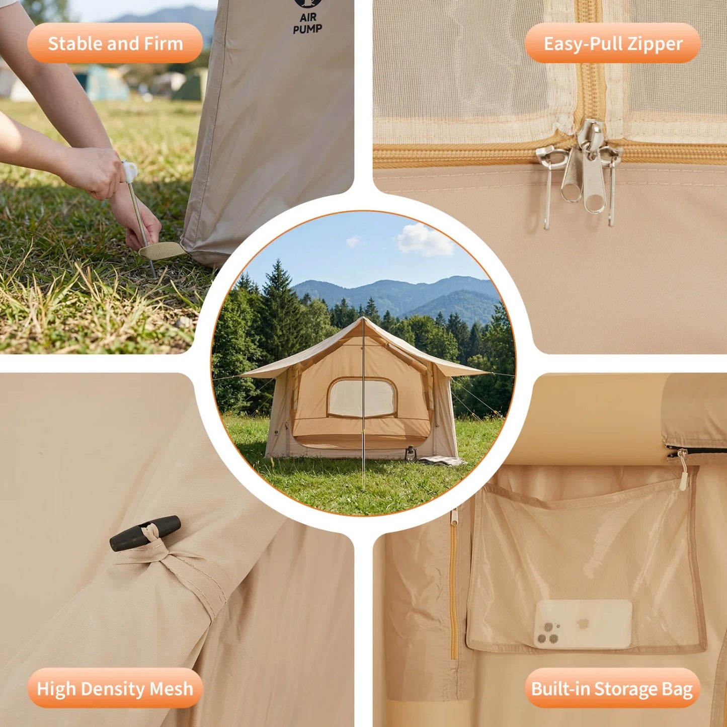 Himiss 6 Person Quick Setup Inflatable Camping Tent