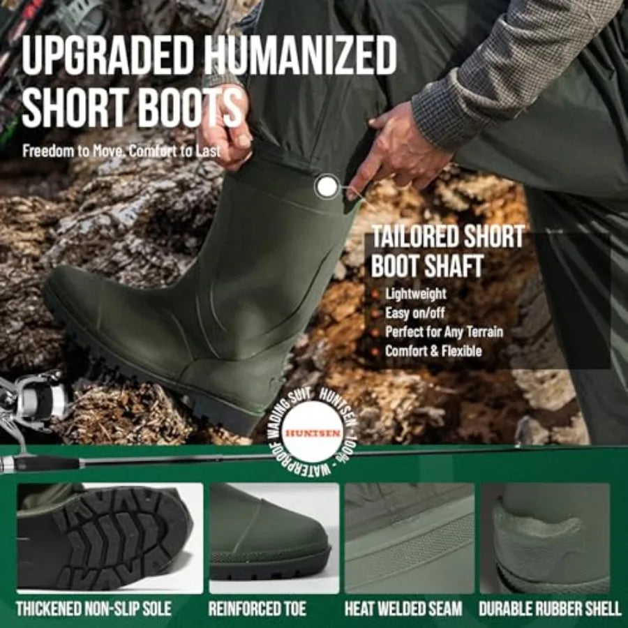 Fishing Waders for Men Women - 2-Ply Nylon/PVC Waterproof Hunting Chest Waders with Boot HangerandPhone Case, Size9-13