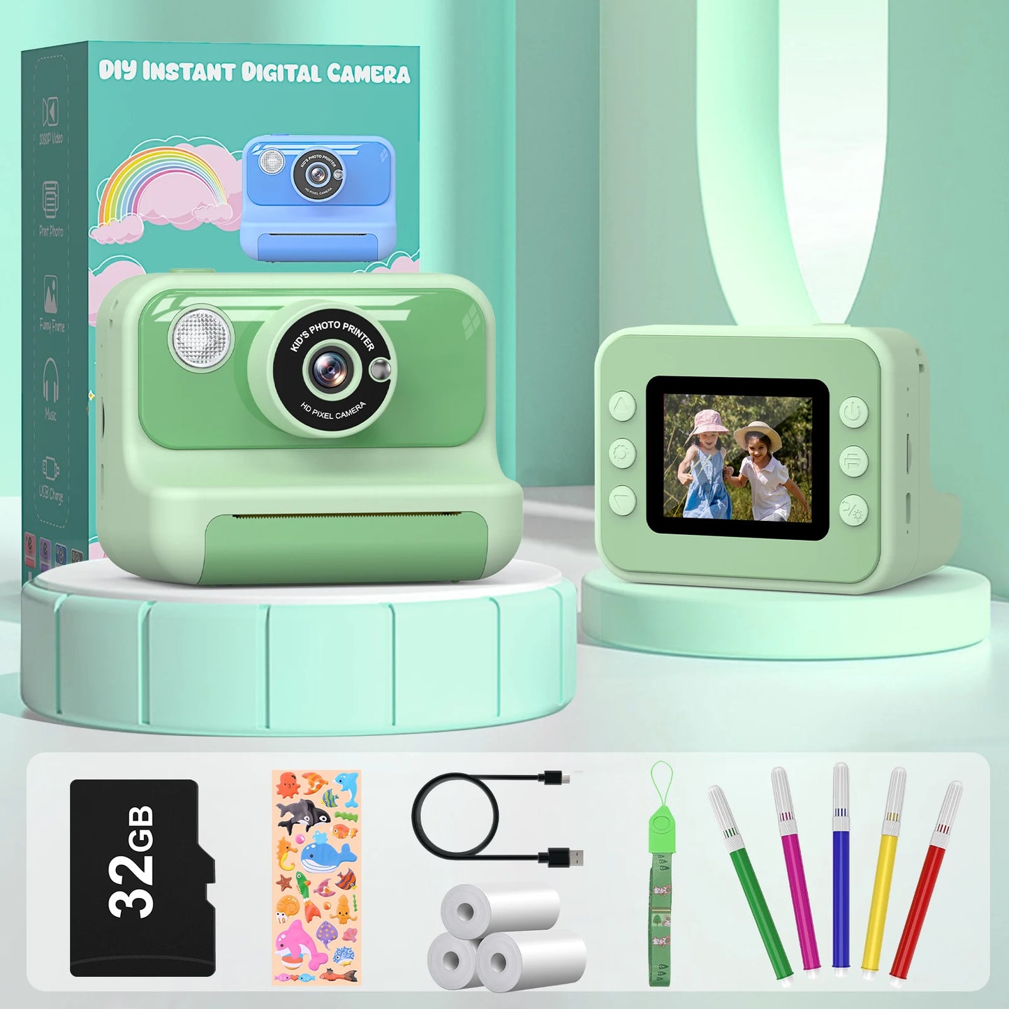 Gofunly Kids Instant Print Camera 1080P Mini Digital Toy