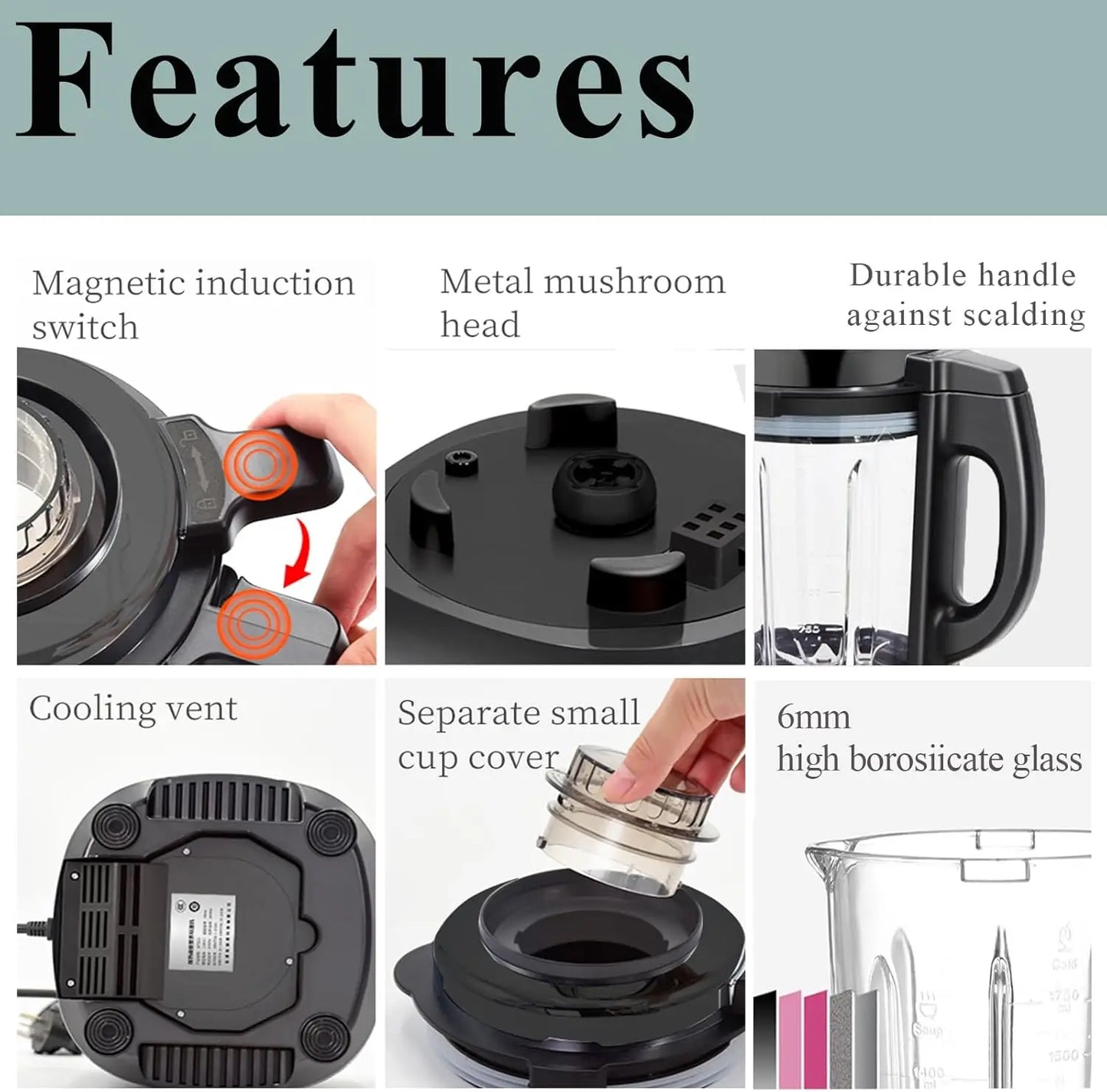 LIEI Countertop Food Blender with 9 Programs and Self Cleaning