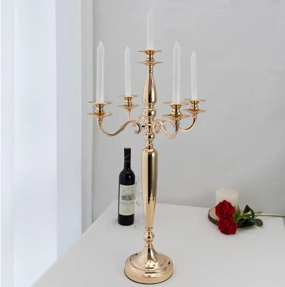 VINCIGANTH Five Arm Candelabra Candle Holder Wedding Table Centerpiece