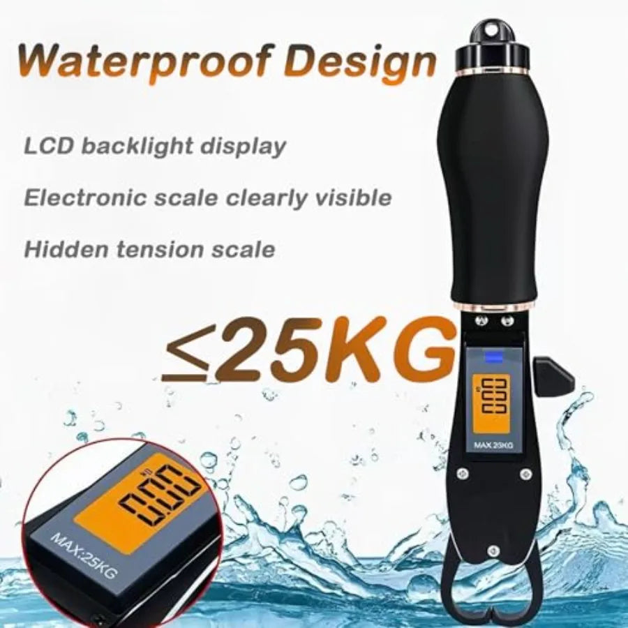 Fishing lip gripper for easy catch release, aluminum alloy, black, 360 swivel non-slip handle, scale up to 25kg/55lb