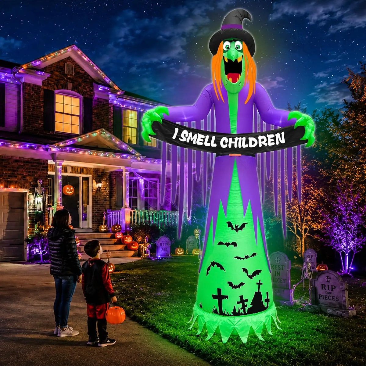 SHXI Halloween Inflatable Witch Outdoor Decoration With LED Lights