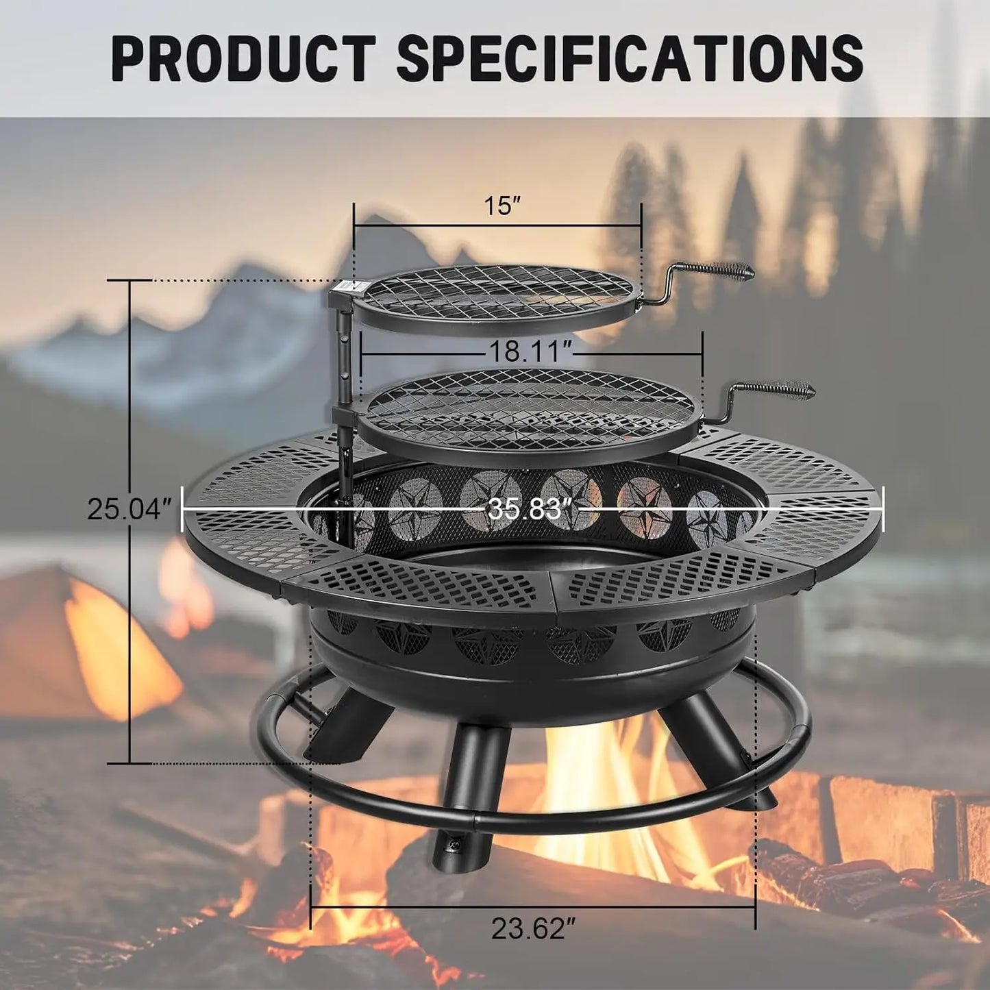 XMSJ Durable Outdoor Fire Pit With Grills Three In One