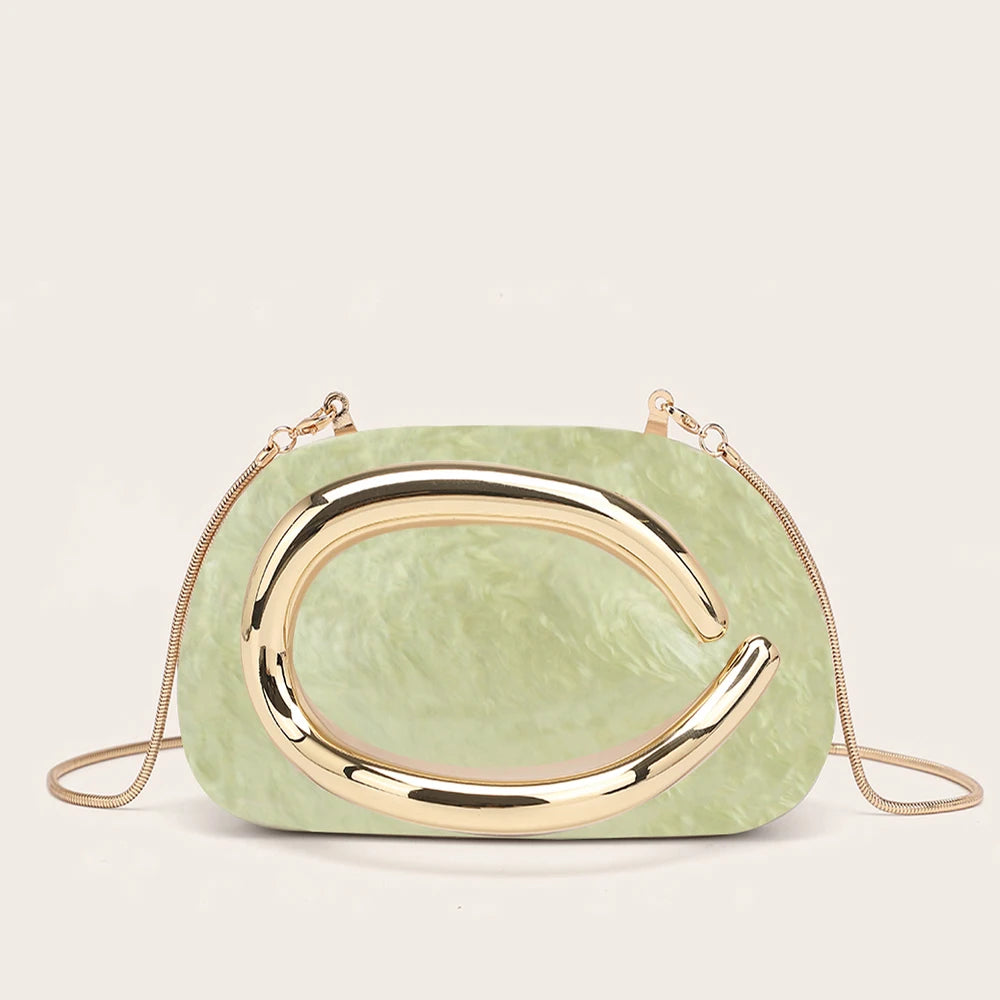 YYW Box Bag Metal Details Crossbody Evening Handbag