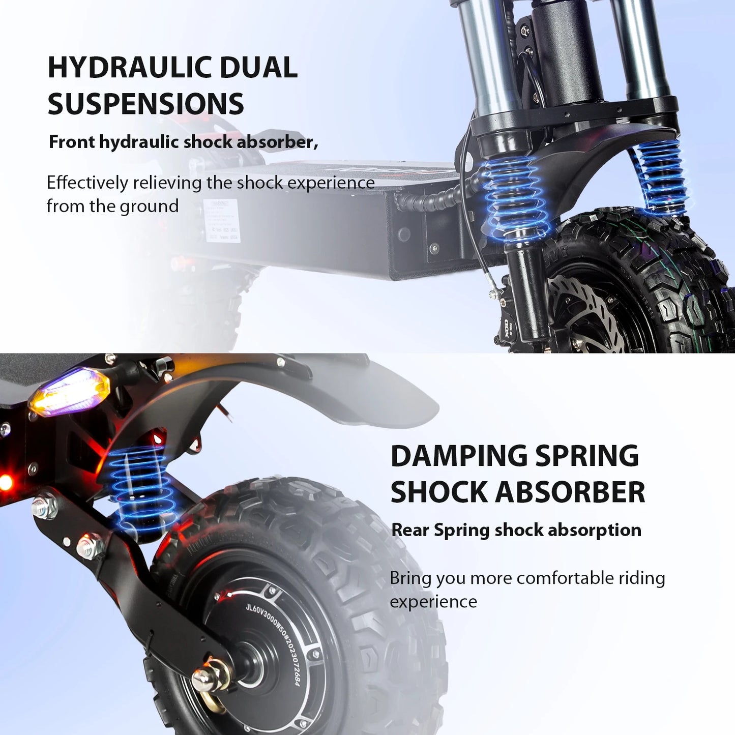 6000W Dual Motor Folding Electric Scooter With Seat And Hydraulics
