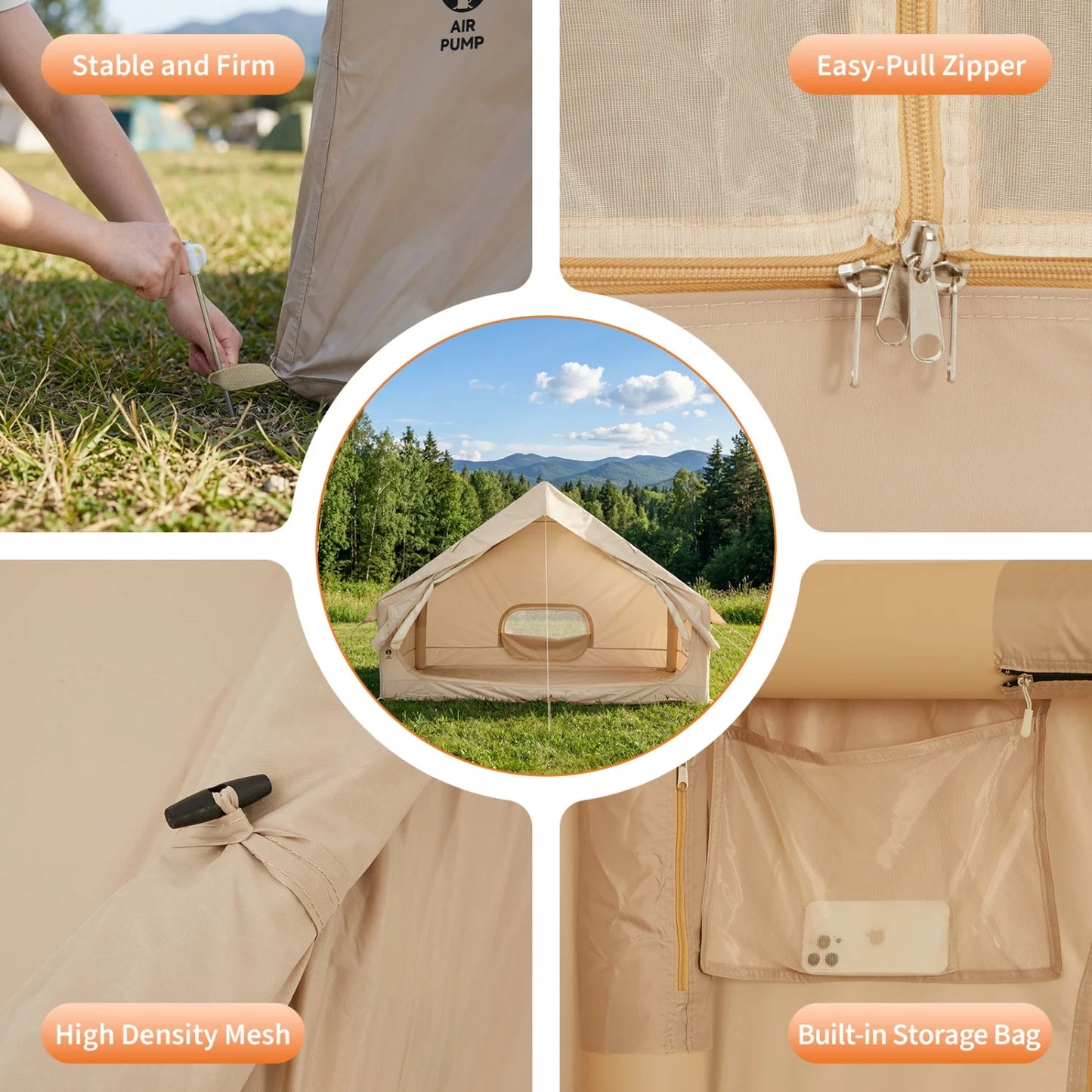 Himiss Inflatable Camping Tent With Pump Skylight And Stove Jack