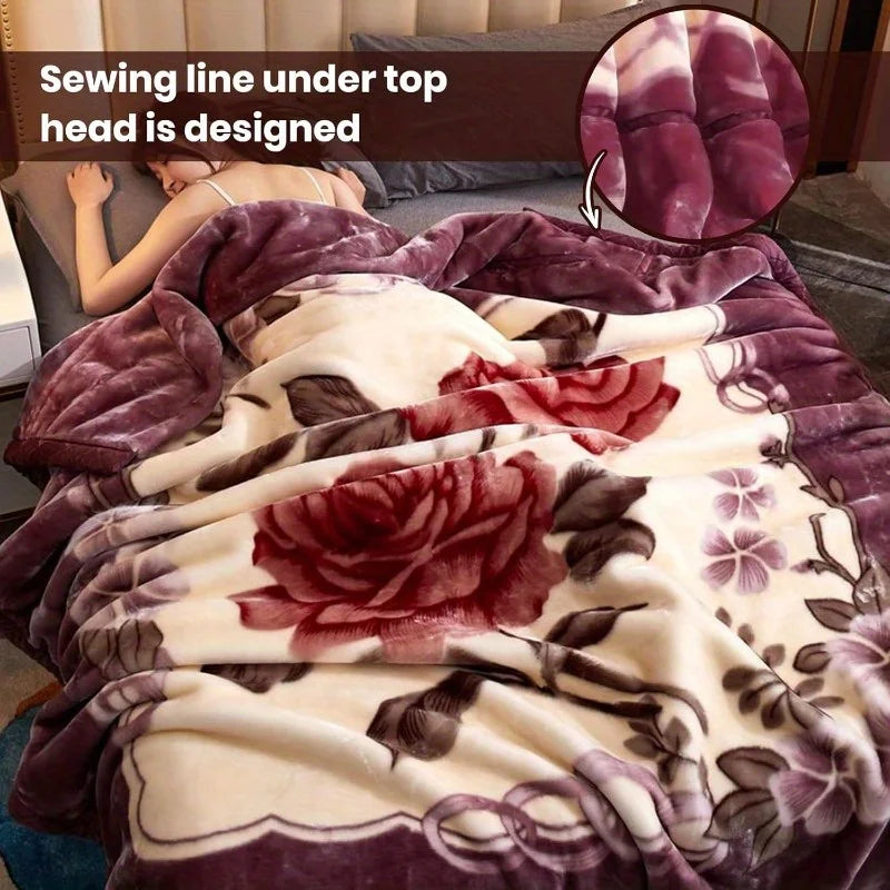 Gray Bean Paste Red Bean Double Layer Raschel Blanket Throw