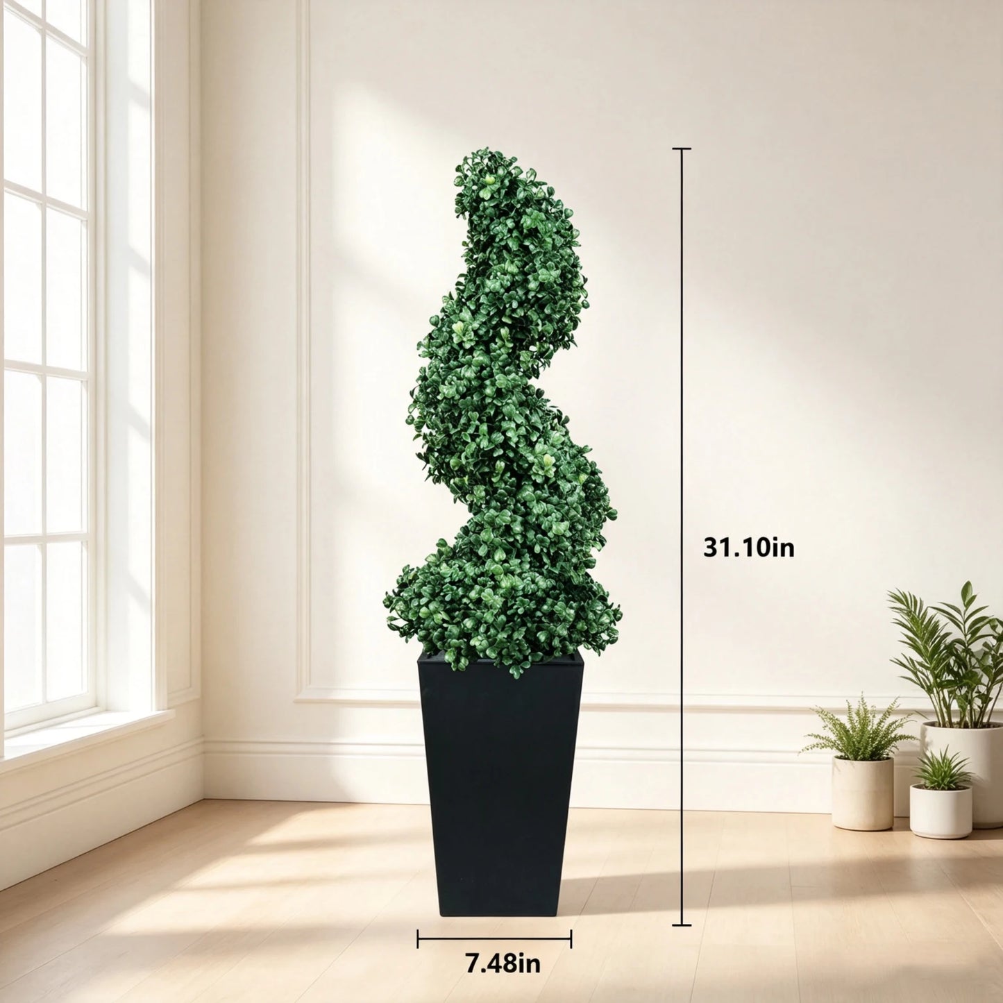 2.6/4.1/5.2ft Fake Plants 2 Pieces Artificial Boxwood Spiral Topiary Trees with Large Planter Spiral Faux Topiary Trees for Indoor Outdoor All-Year Green Fake Plants Highly Simulated for Home Christmas Decorative/Indoor/Front