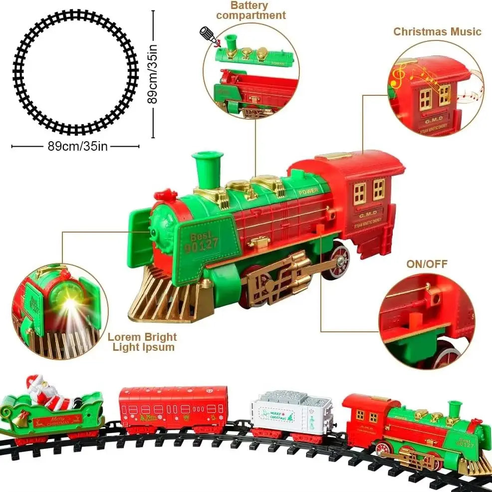 VATOS Hanging Christmas Train Set With Lights And Music Decoration