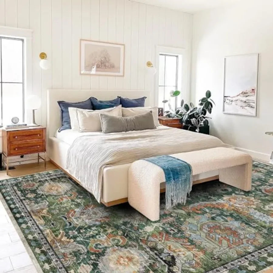Kilim Pattern Washable Polyester Area Rug Anti Slip For Living Room
