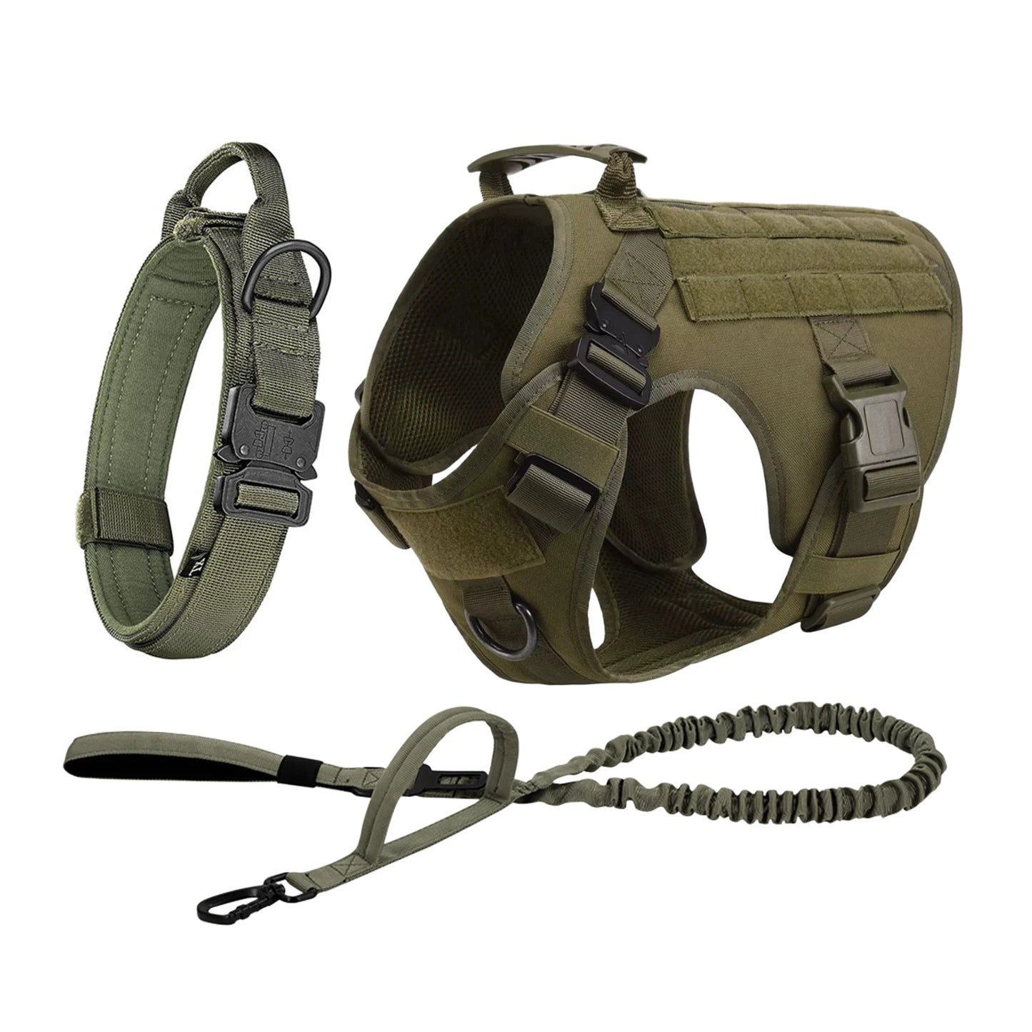 PETRAVELCN Tactical Dog Harness Molle Pouches Leash Vest Training