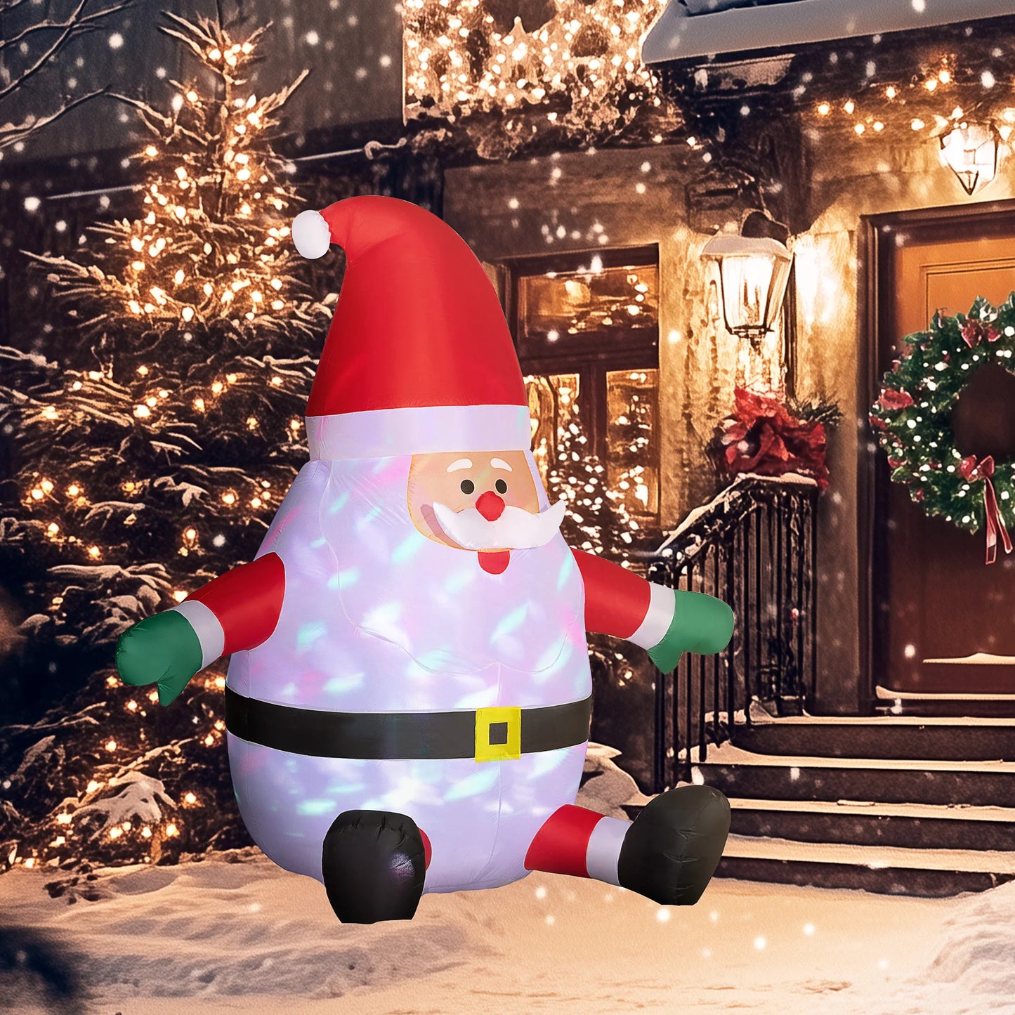 6' Inflatable Christmas Santa Claus with Rotating Magic Ball Light, Blow-Up Outdoor Yard Display for Lawn Garden Party