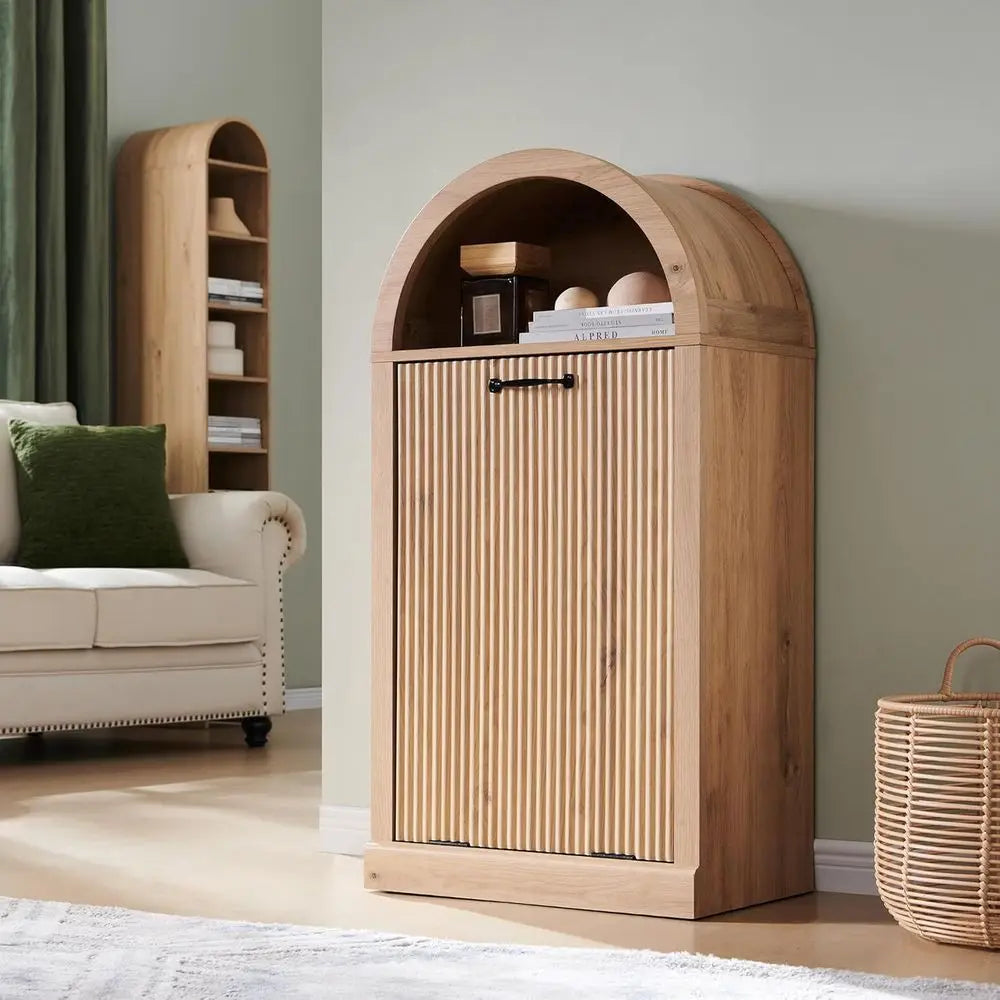 Arched Tilt Out Trash Can Cabinet With Fluted Door