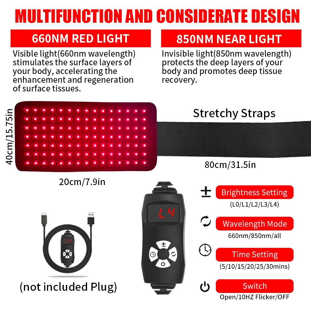 Red Light Therapy Pad for Pain Relief Near Infrared Wrap