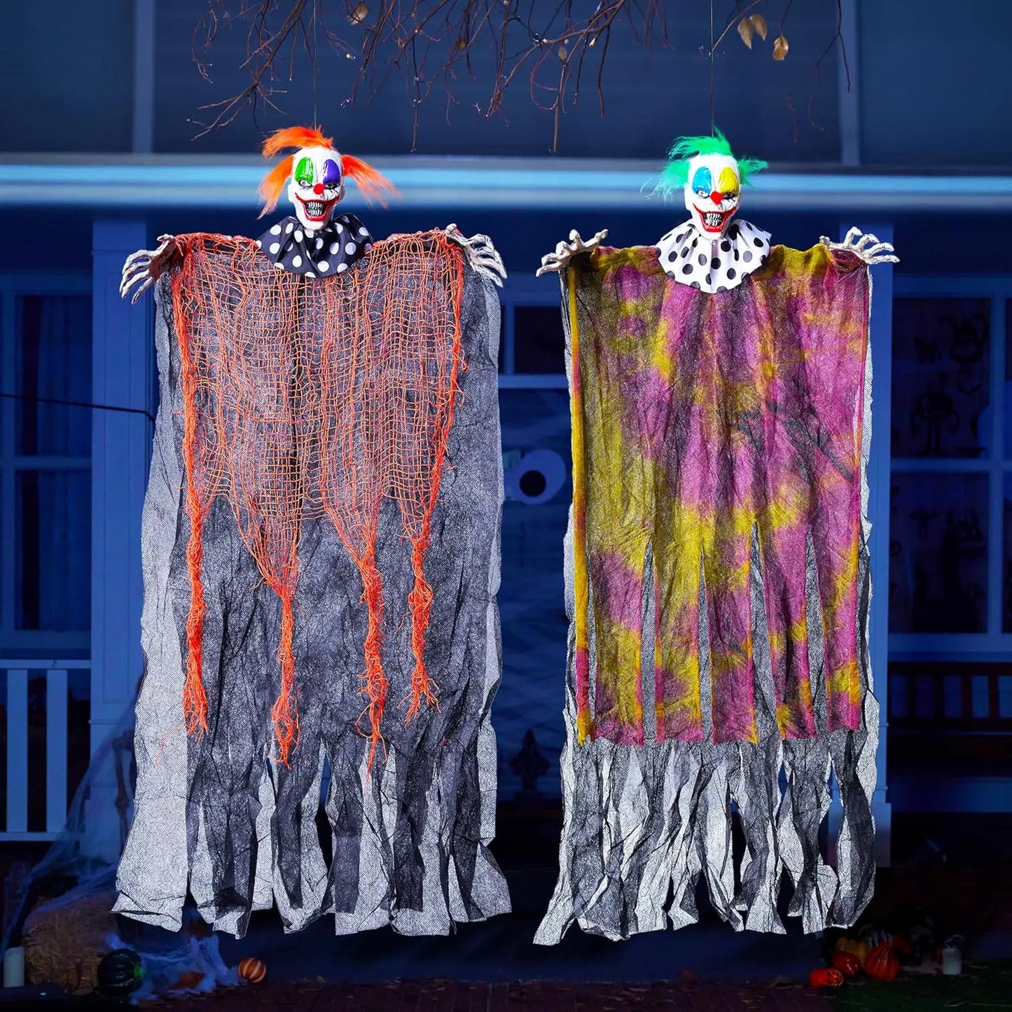 29 inch Tall Hanging Clown Halloween Decorations Outdoor Props Front Porch Party Supplies Garden Yard Lawn Scary Horror