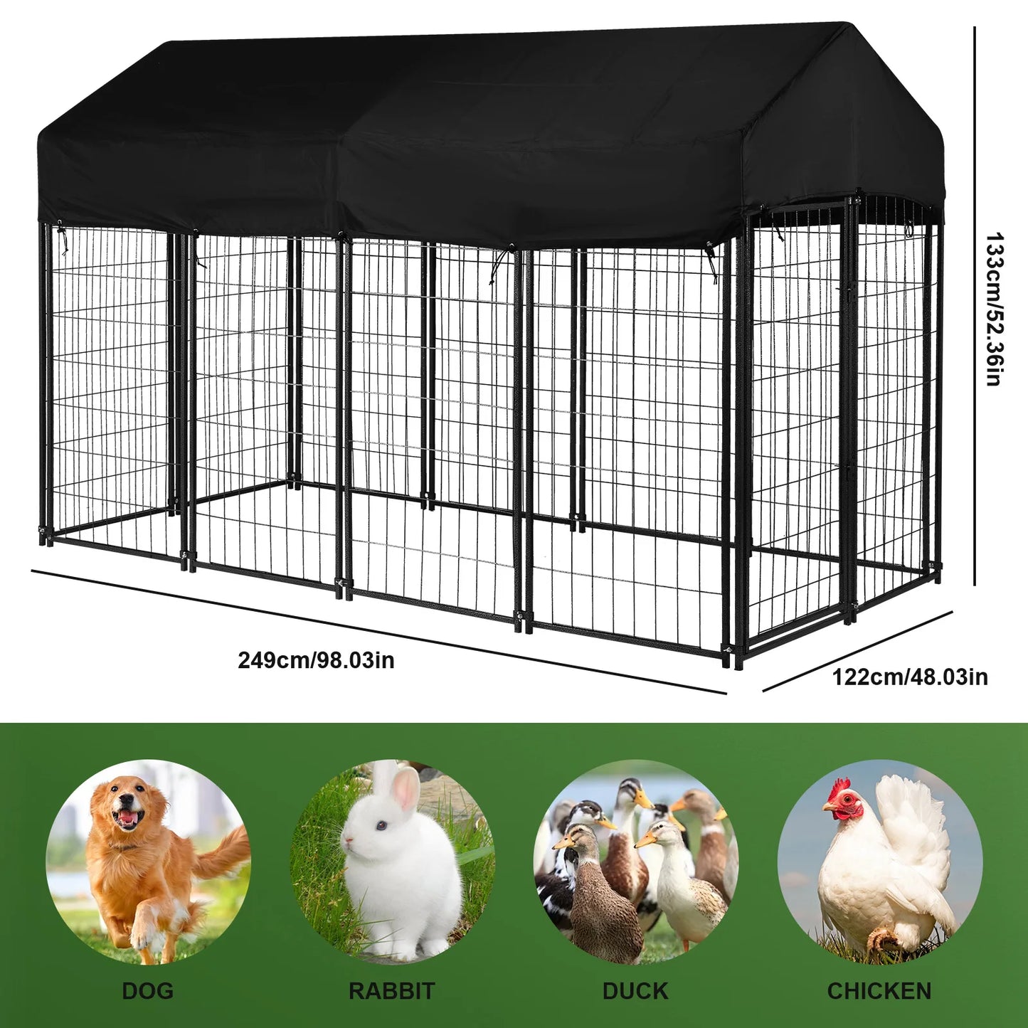 Outdoor Wire Crate Kennel Heavy Duty Welded Steel Dog Playpen