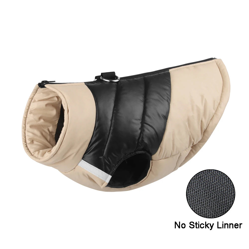 Padded Winter Dog Coat Vest With Zipper Waterproof