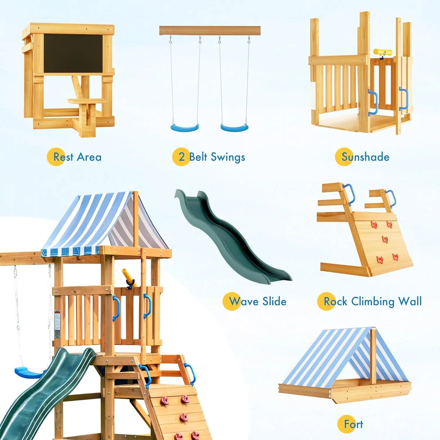 Rolife Robotime Robud Wooden Swing Set With Dual Swings