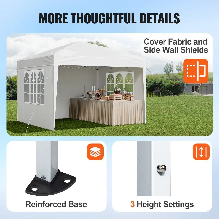 Adjustable Pop Up Canopy Gazebo With Ventilated Sidewalls Shelter