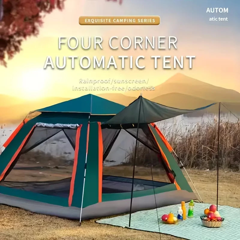Automatic Open Waterproof Camping Tent With Sun Protection For 3 To 6 People