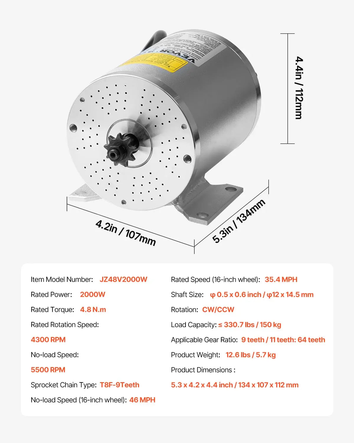 XMSJ 2000W Brushless DC Motor Kit For Go Karts Performance