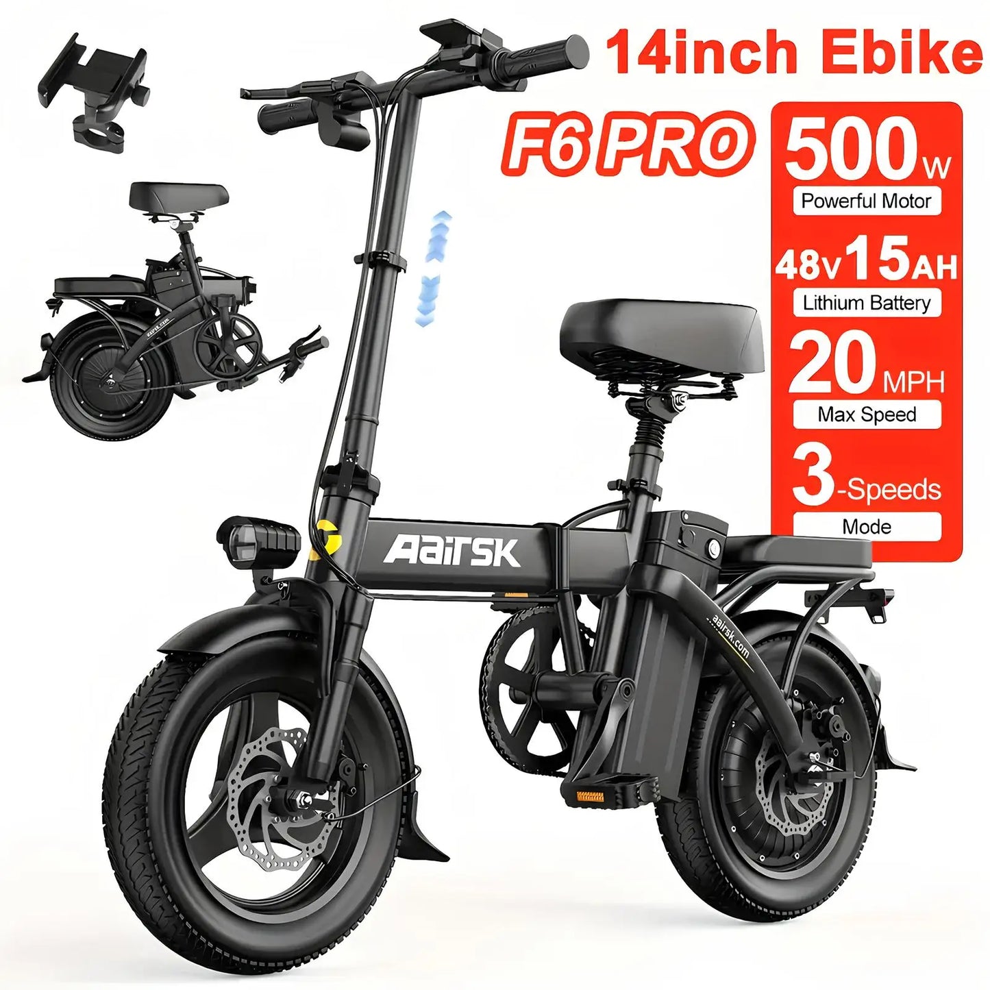 Aairsk GT900 750W Electric Mountain Bike with Long Range Battery