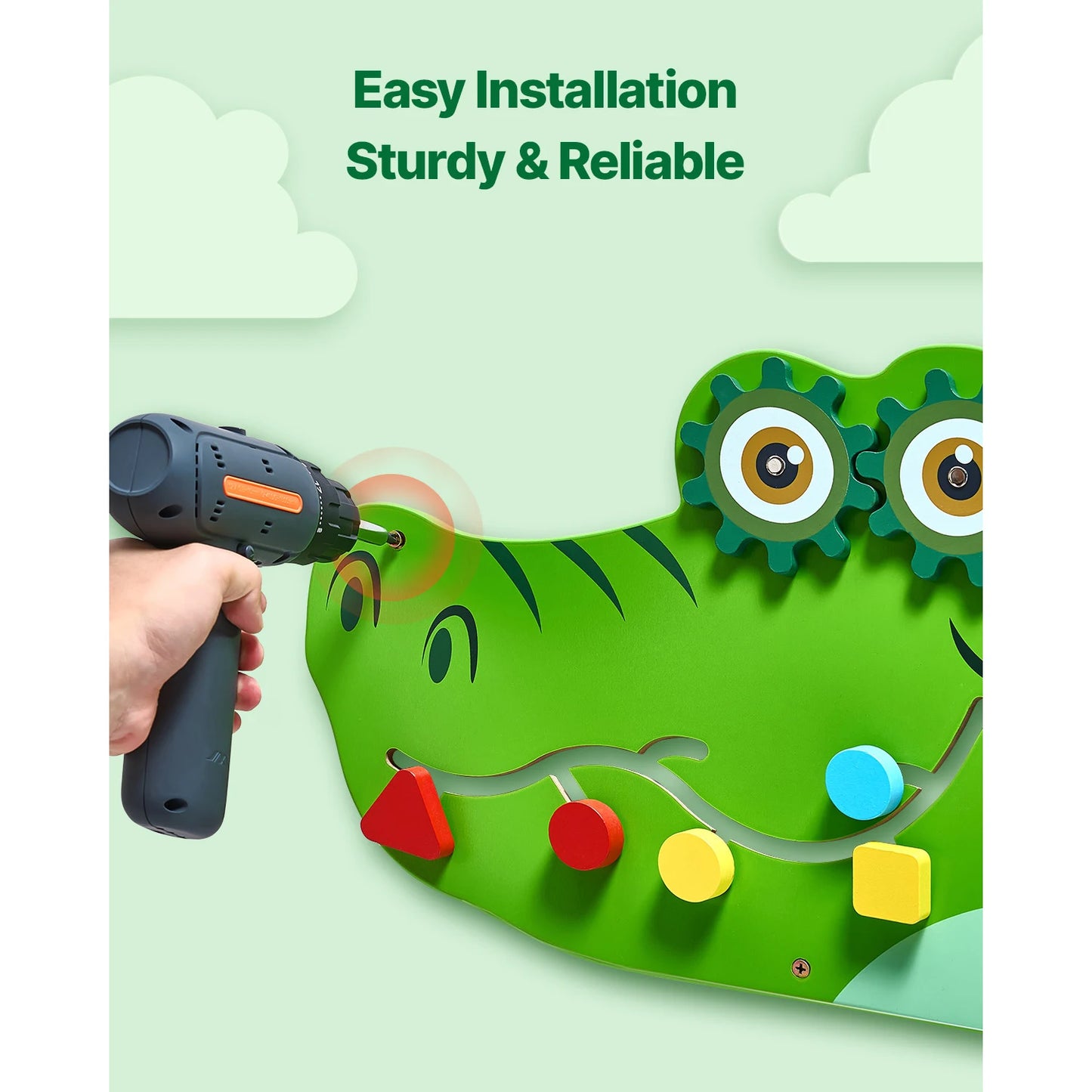 SucceBuy 9 Activities Crocodile Kids Busy Hanging Board Montessori Puzzle