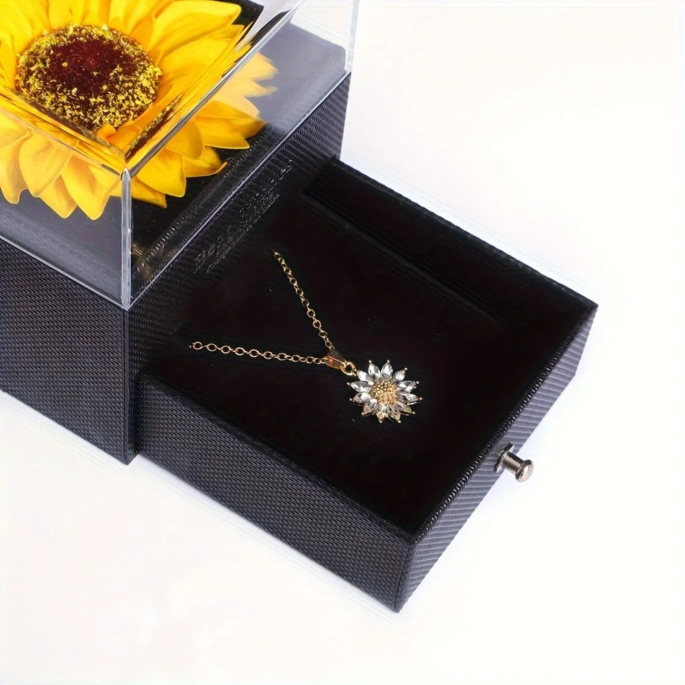 Sunflower Necklace Gift Box Set - Perfect for Valentine's Day, Anniversaries, Mother's Day & More - Ideal for Girlfriend,
