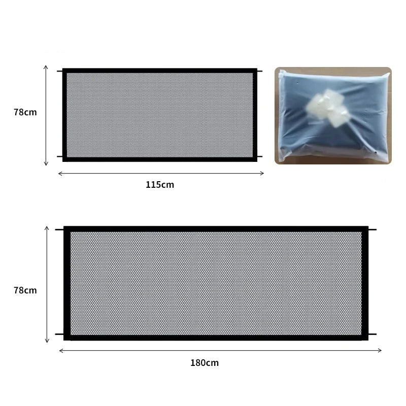 Dog Barrier Fence Playpen With 4 Hooks Foldable Mesh Gate
