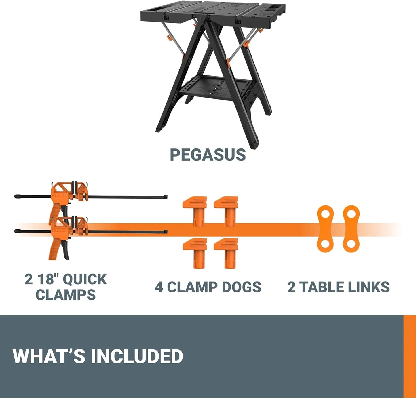 Pegasus 2-In-1 Folding Work Table And Sawhorse Portable Workbench