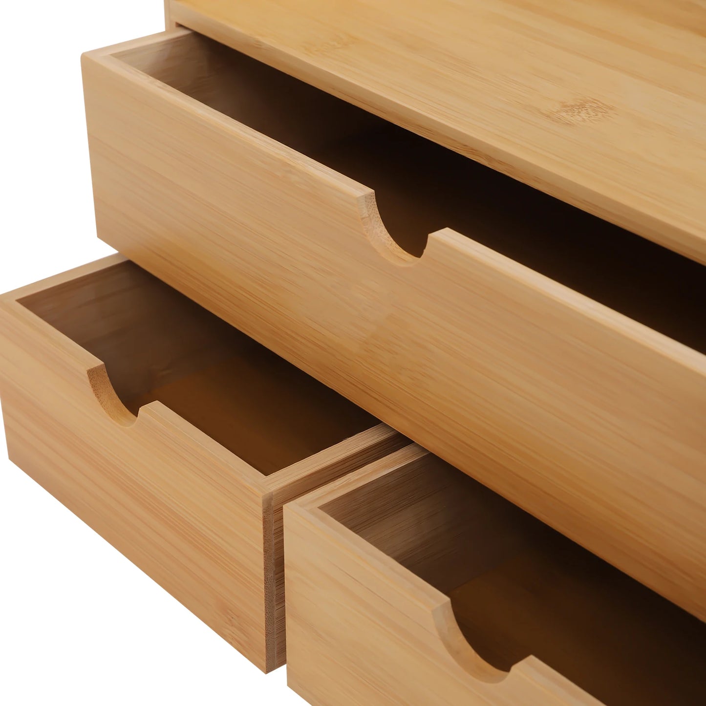 Bamboo Desk Organizer, with 3 Drawers, Tabletop Cosmetic Storage Desk Organizer, Simple Design, Home Office NEW