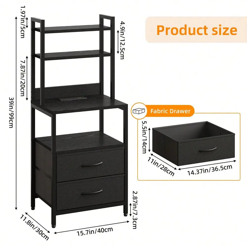 Triple Function Charging Cabinet Side Table Nightstand Bookshelf With Light