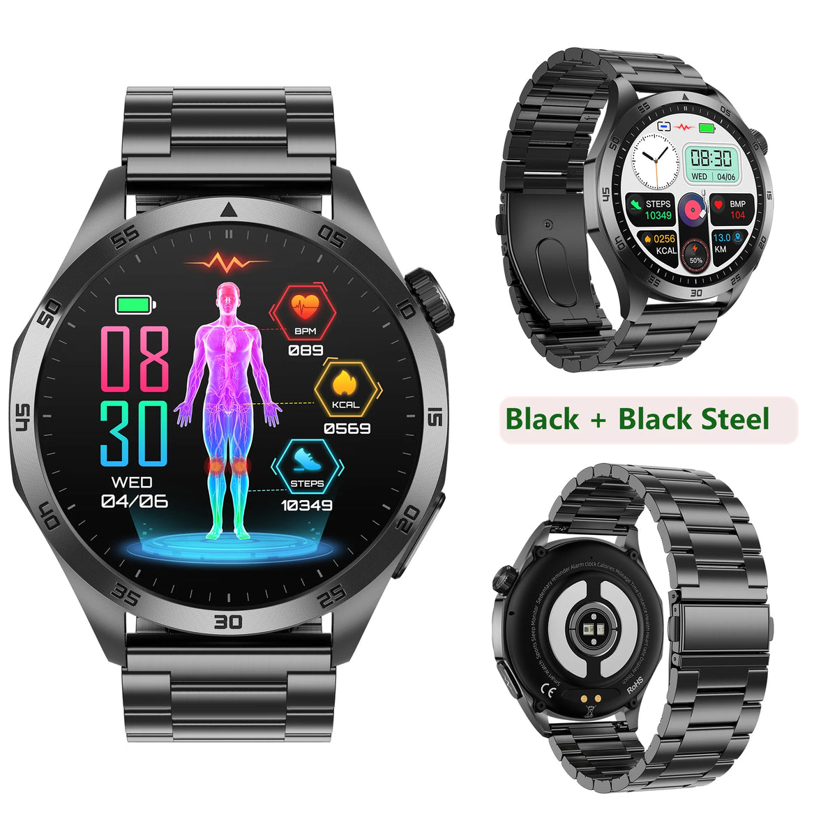 ECG PPG Health Smartwatch Blood Pressure Oxygen Tracking Bluetooth Calls