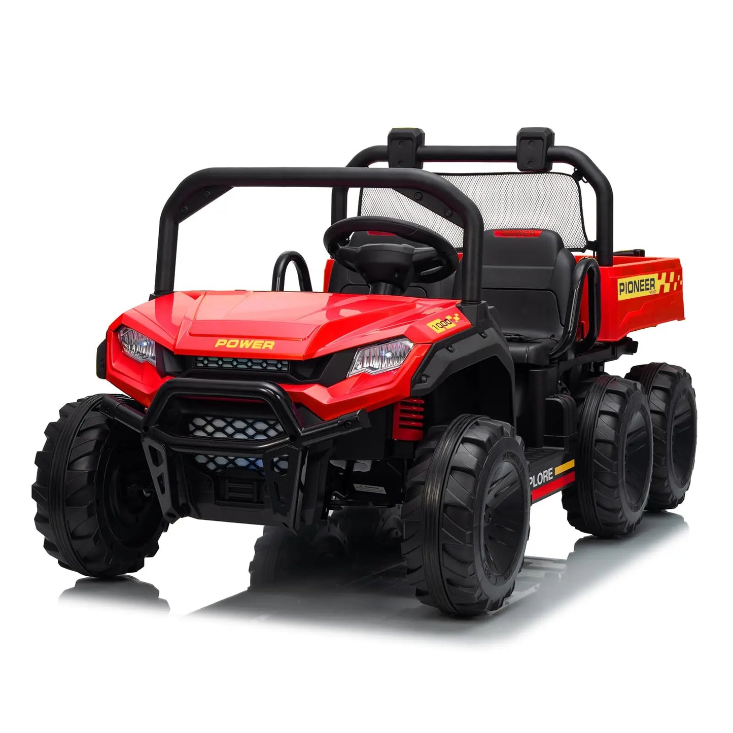 24V 4WD All-Terrain Kids Ride On Dump Truck Parental Remote Control 3 Speeds 2-Seater Off-Road Toy Car For Boys Girls