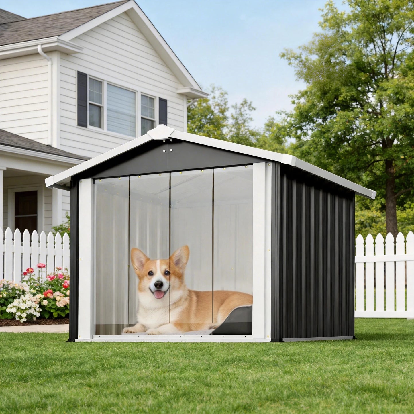 2 In 1 Weatherproof Pet House And Storage Shed Dogs