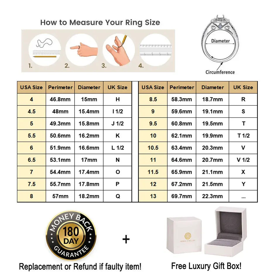 Newshe 3 Pcs Solid 925 Sterling Silver Certified Moissanite Wedding Rings Set for Women 6.5mm Princess Cut Luxury Jewelry