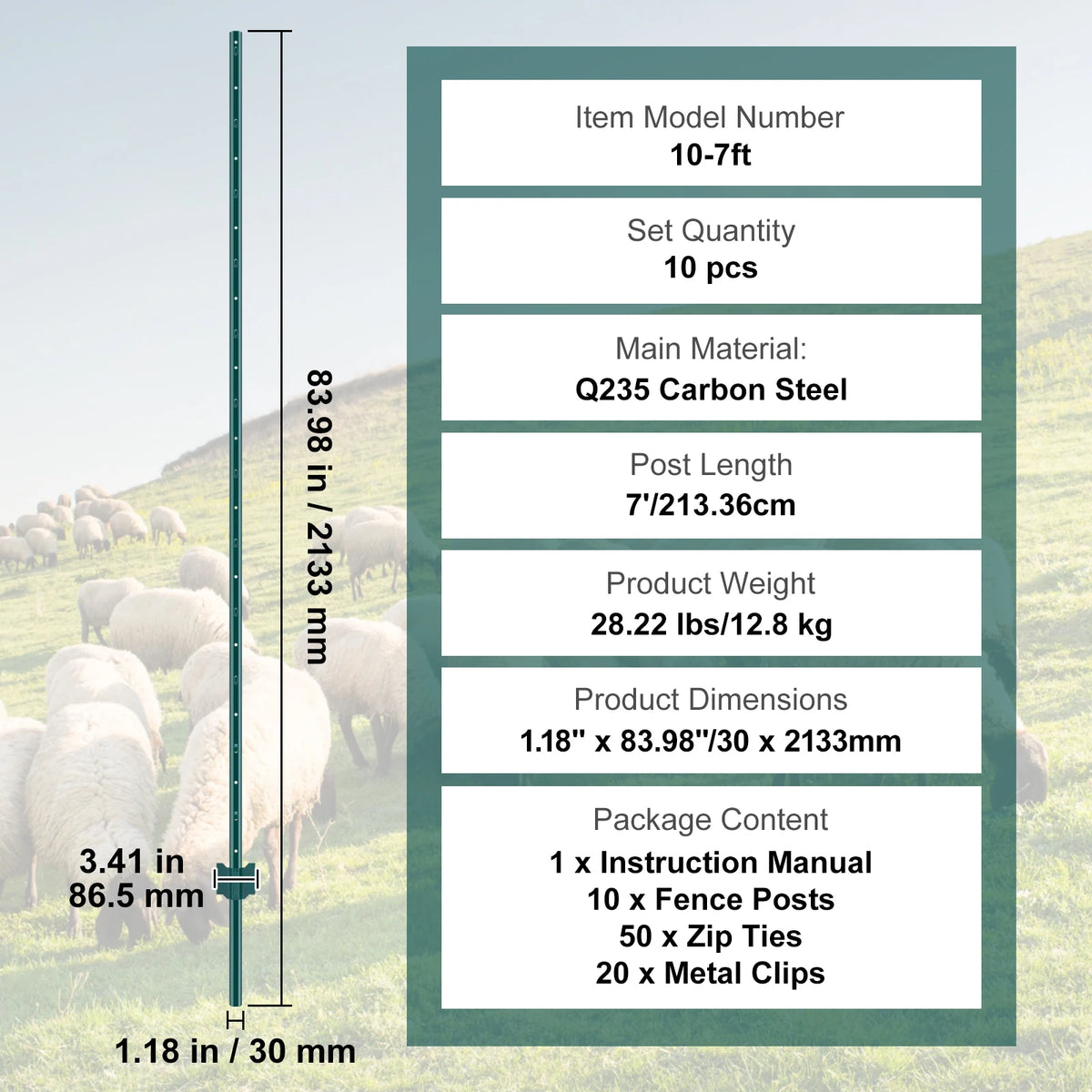 SucceBuy Heavy Duty Steel T-Post Fence Stakes for Outdoor Fencing