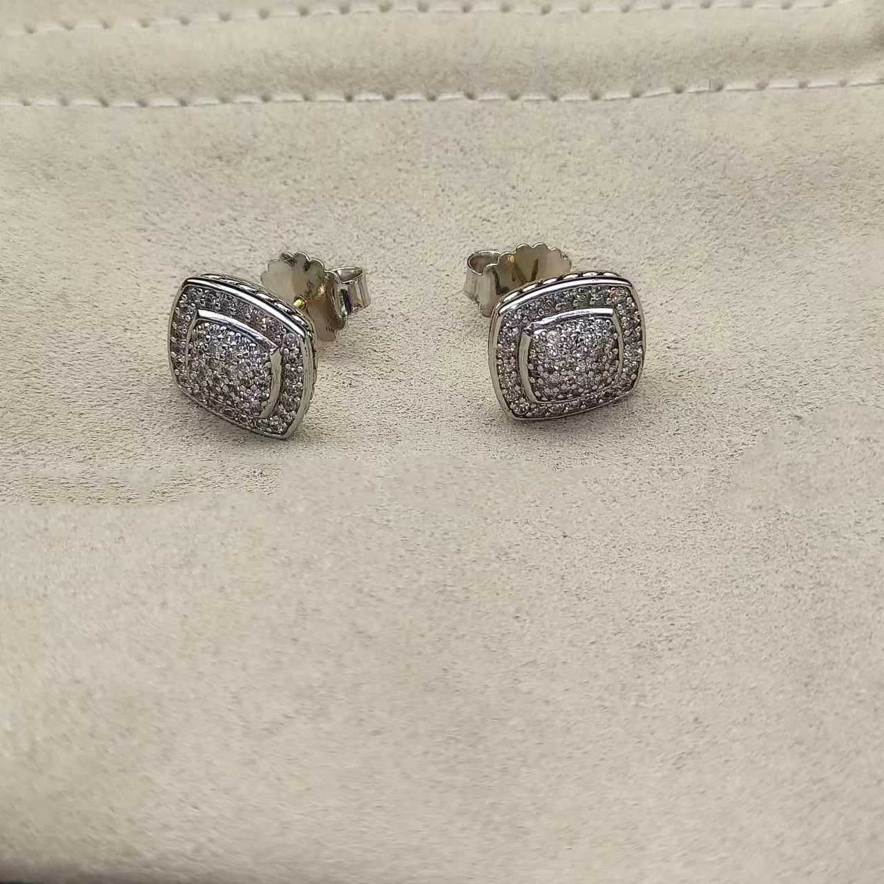 Sterling Silver Zircon Necklace And Earrings Set For Unisex