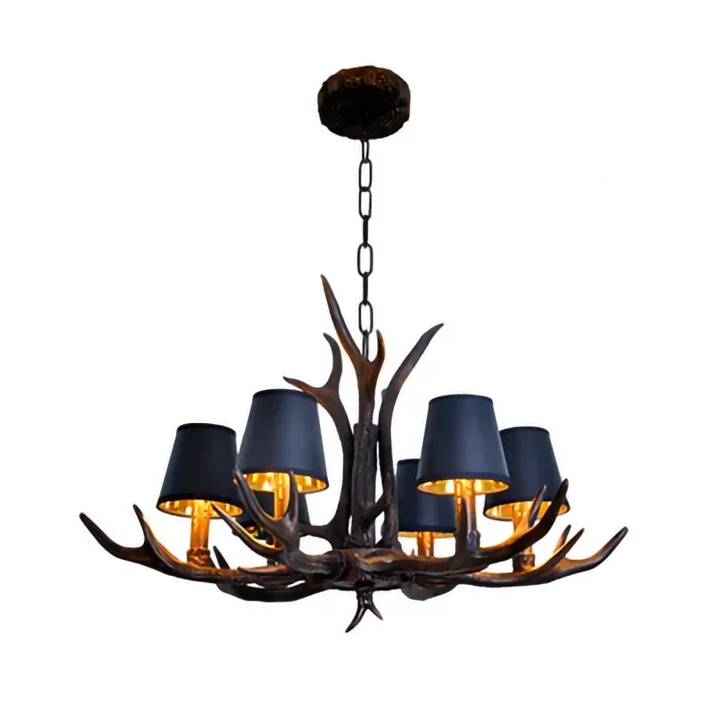American Retro Deer Antlers With Lampshades Indoor Home Lighting