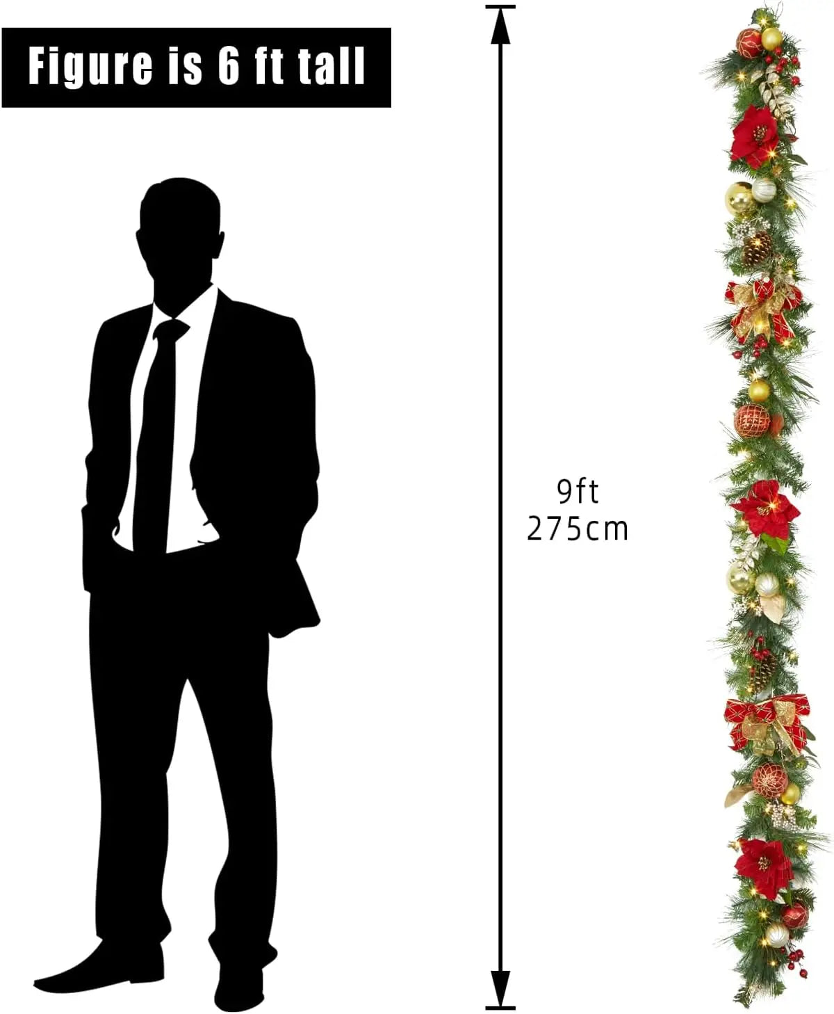 Garvee Artificial Christmas Garland for Mantel Staircase Holiday Home Decor