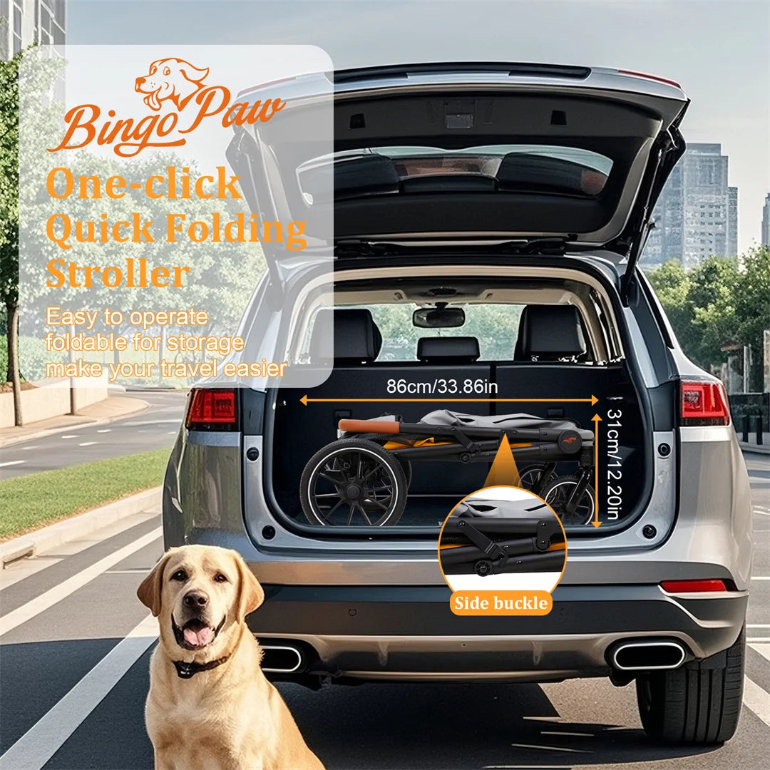 Portable Large Dog Stroller With One Click Folding And Storage