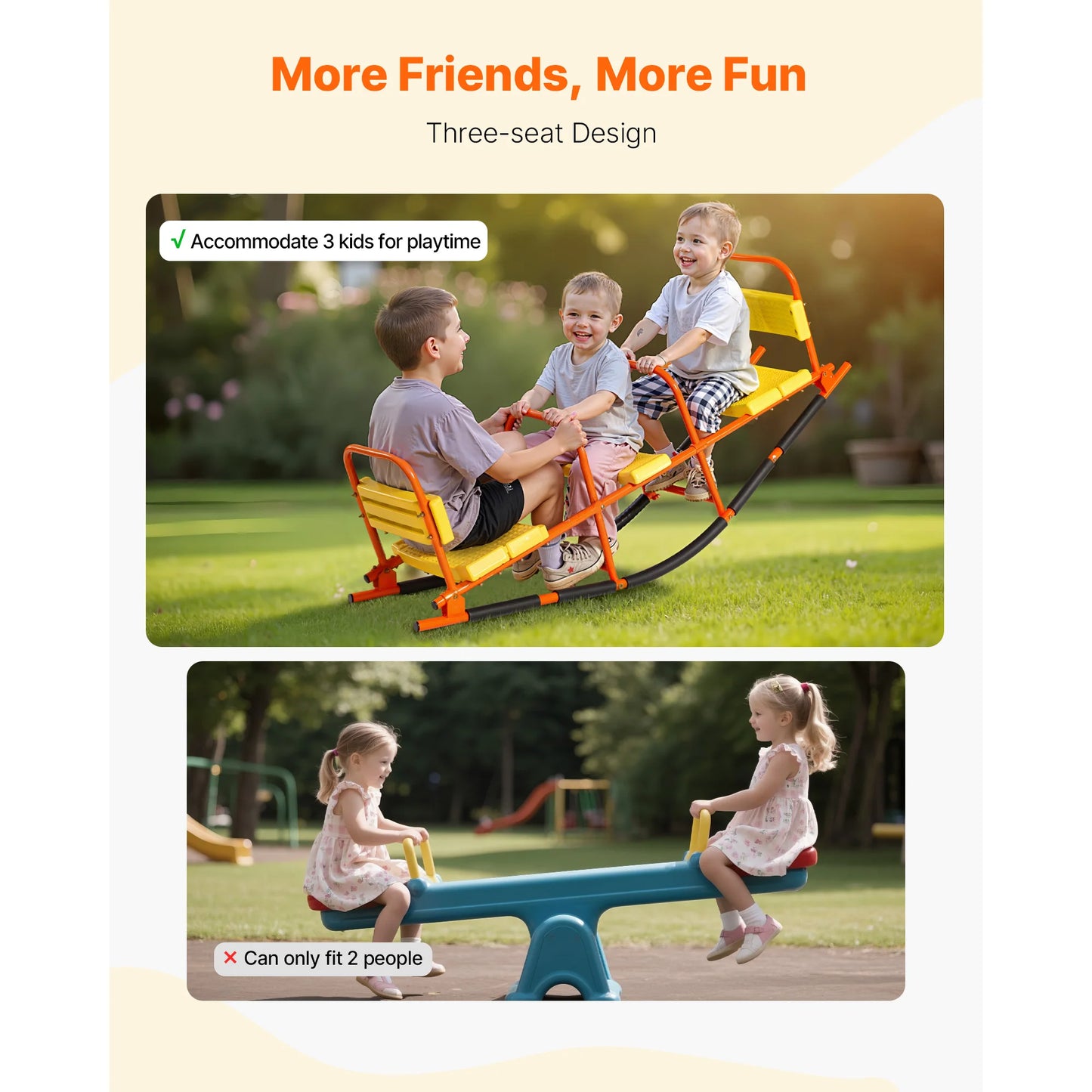 Kids Seesaw 200 Lb Capacity Metal Teeter Totter Outdoor Backyard