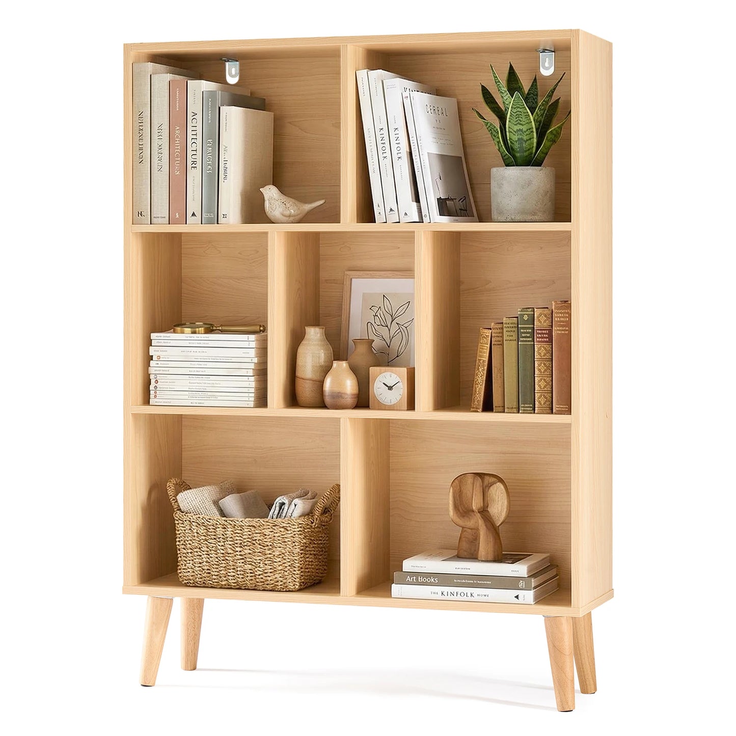 Sturdy Wooden Bookcase With Multiple Shelves For Home Storage