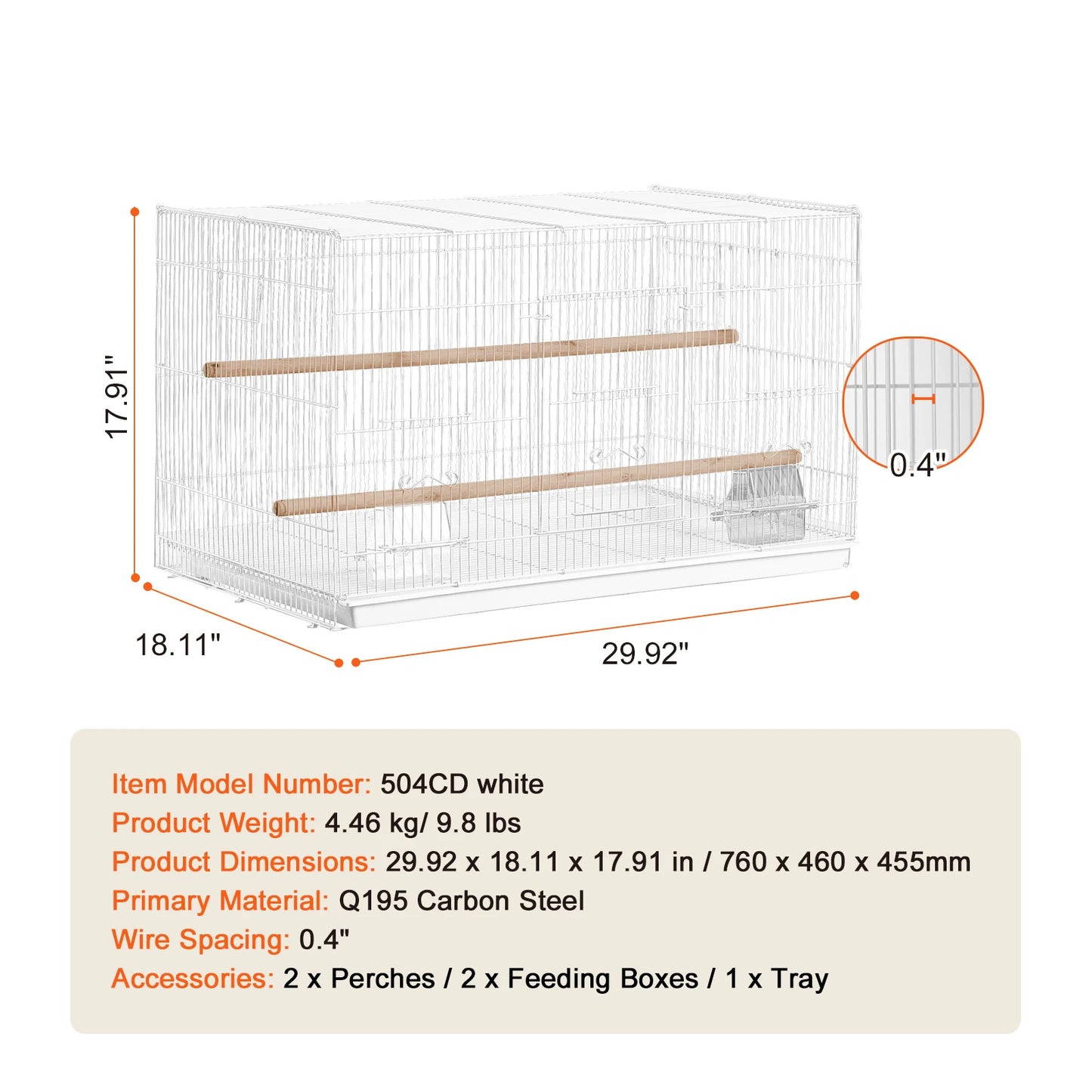 SucceBuy Bird Cage Stackable Divider Travel Cage With Handle Perch