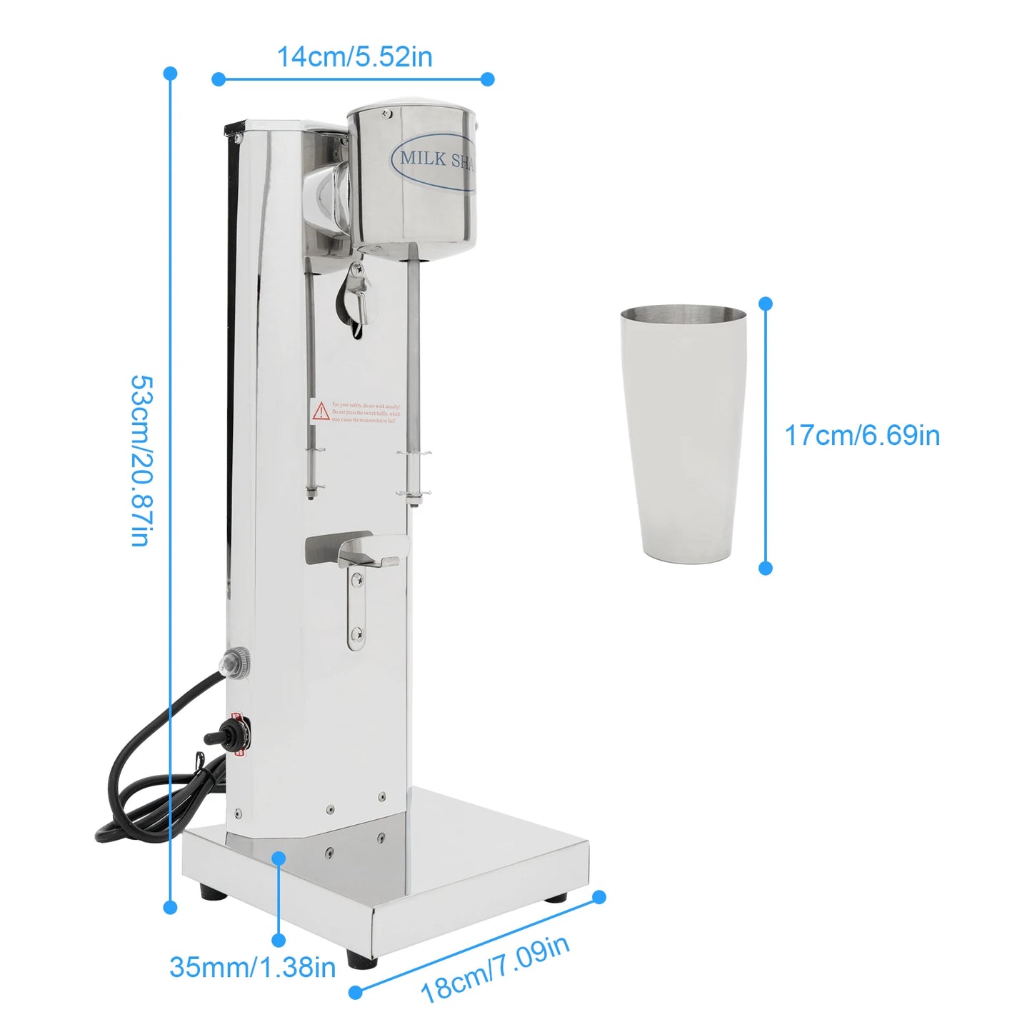 Bymaocar 180W Stainless Steel Milk Shake Machine 18000rpm